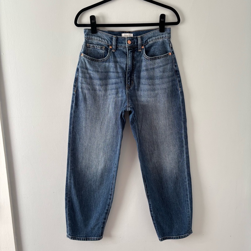 Evereve Ever Vintage Barrel Jean High-Rise Denim Ankle Cropped Size 27